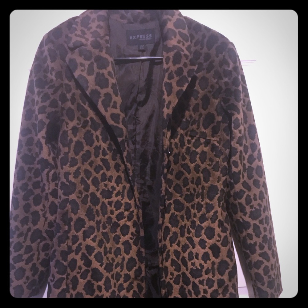 Express worked brand leopard print long coat